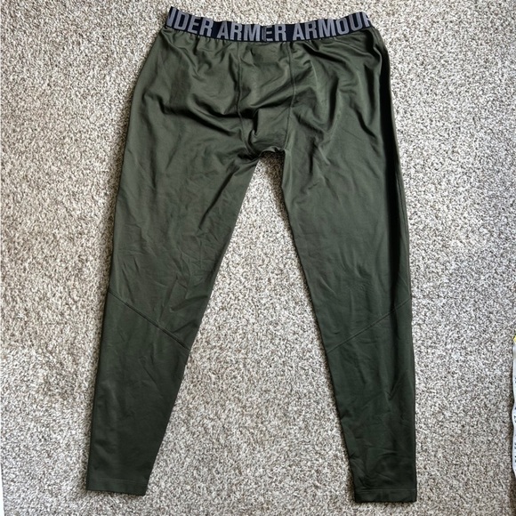 Under Armour Fitted Compression Pants Men’s Workout Activewear Green Black 2XL - Picture 3 of 5